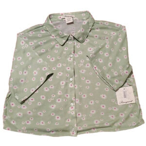 NWT Passport Women's Daisy Button Down Crop Top Size Large